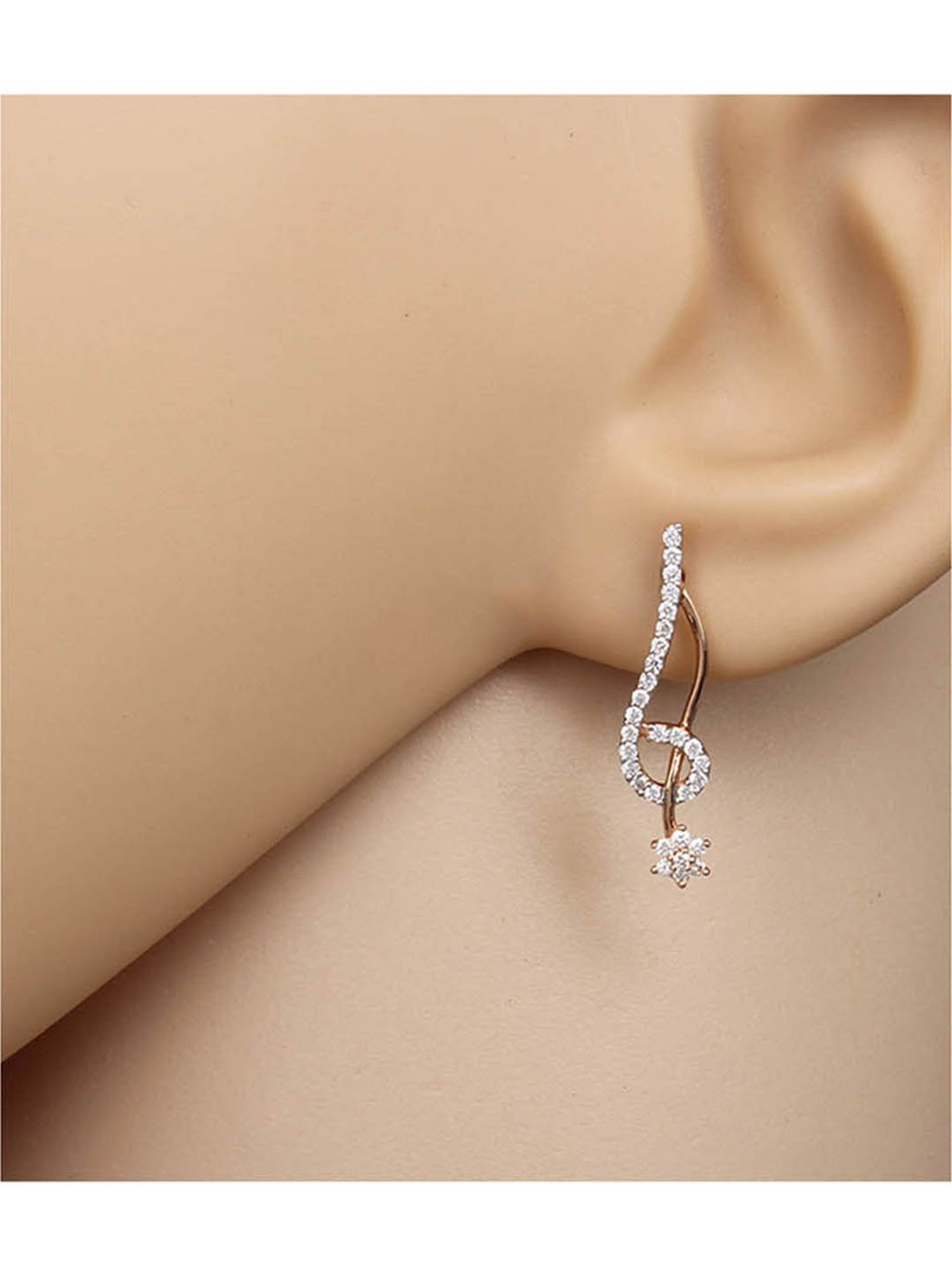 Waman Hari Pethe Jewellers 18k Rose Gold & Diamond Earrings