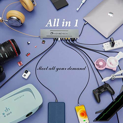 USB C Docking Station NOV8Tech 14-in-1 Hub for MacBook Pro Air M1 & USB C XPS Laptops, Dual 2x 4K HDMI & VGA, Gigabit Ethernet, 100W Power USB-C Charging, 2x USB 3.0, MS CF SD Micro SD Card, Audio/Mic