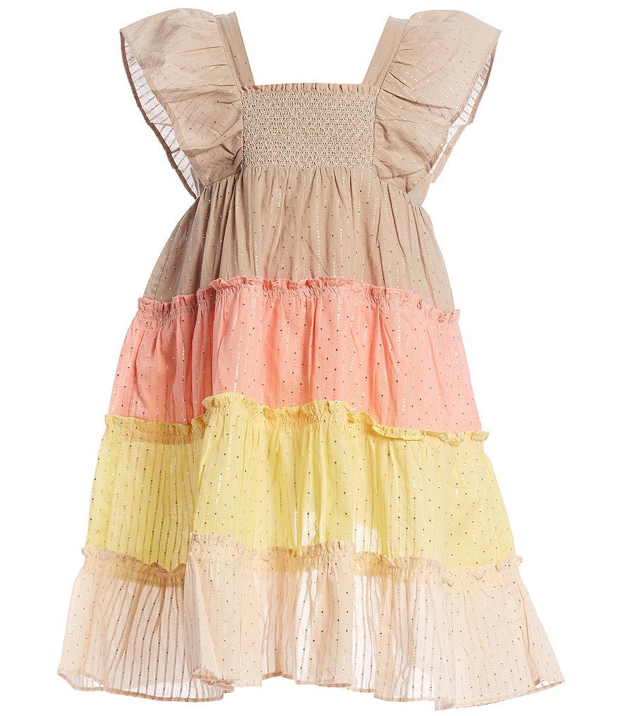 Angie Big Girls 7-14 Stripe Ruffle-Hem Maxi Dress