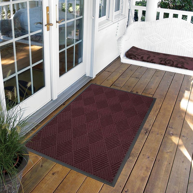 1'4"x2'4" Rectangle Indoor and Outdoor Polyurethane Floor Mat Black - PiccoCasa