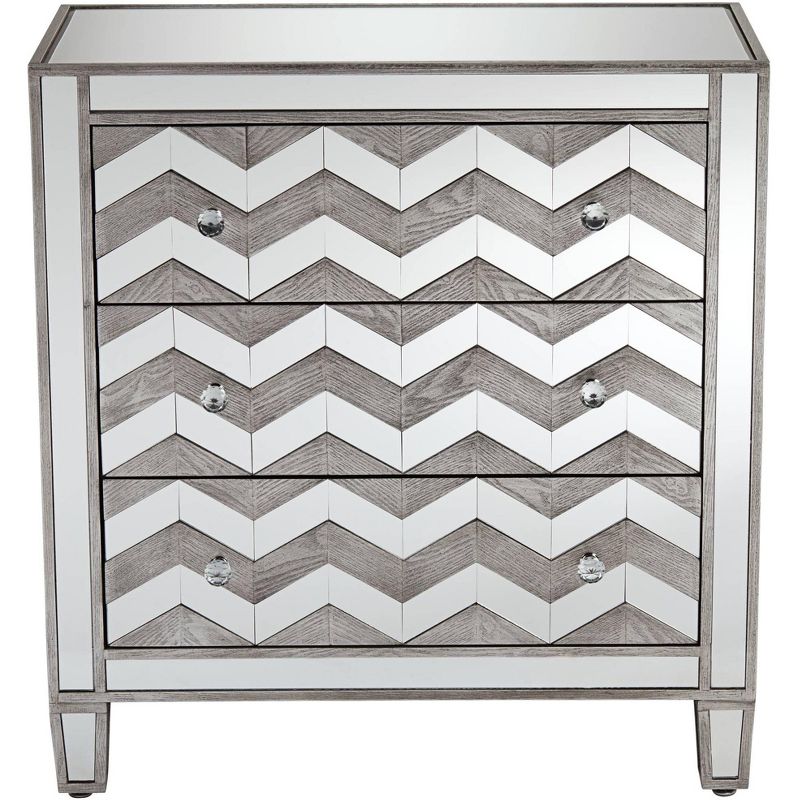 Mirrored Chevron 32" Wide 3-Drawer Chest by Studio 55D