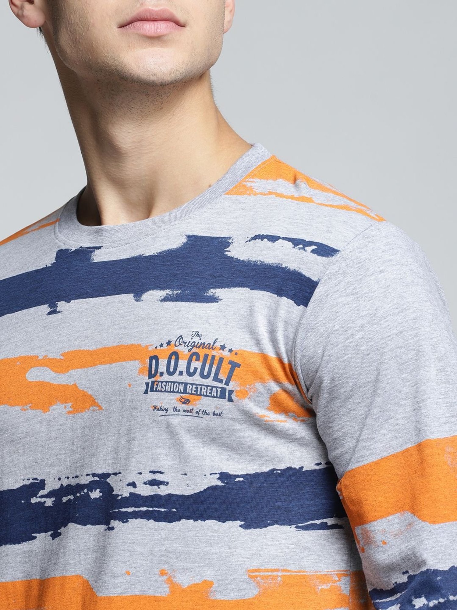 Difference Of Opinion Grey Cotton Regular Fit Printed T-Shirt