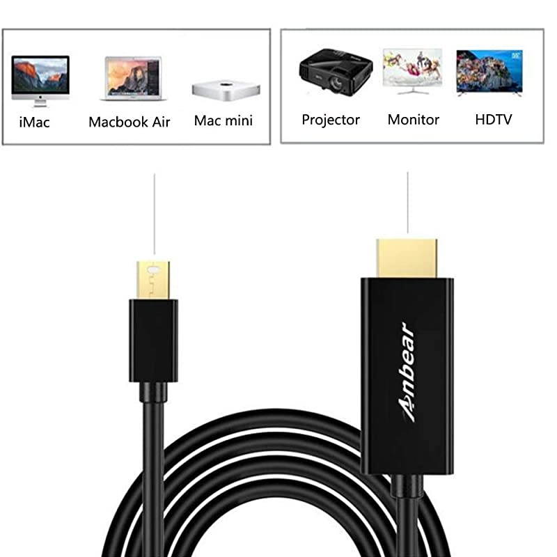 Mini DisplayPort to HDMI 6 FT, Gold Plated Mini Display Port(ThunderboltTM Port) to HDMI HDTV Male to Male Adapter Compatible for Mac Book,MacBook air, iMac, and More