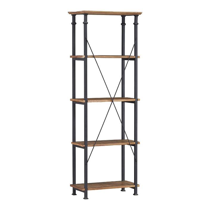 Furinno Turn-N-Tube 4 Tier Multipurpose Open Wood Display Shelf and Bookcase for Living Room, Dining Room, Bedroom, and Office Spaces, Espresso Black