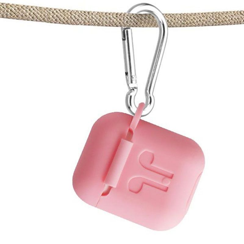 Valor Rubber Soft Silicone Case Cover w/ Hookups Compatible with Apple AirPods/AirPods 2, Pink