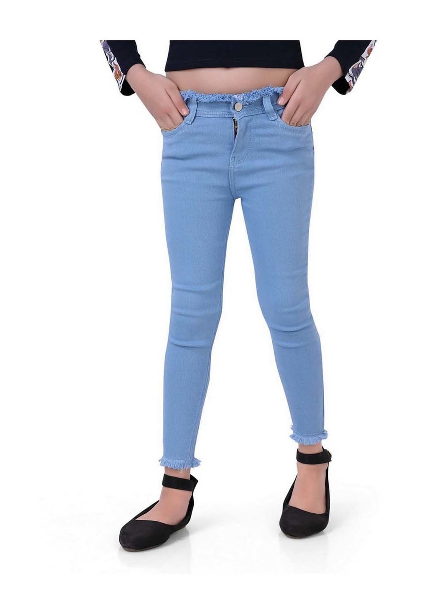 poplins Girls Blue Regular Fit Jeans