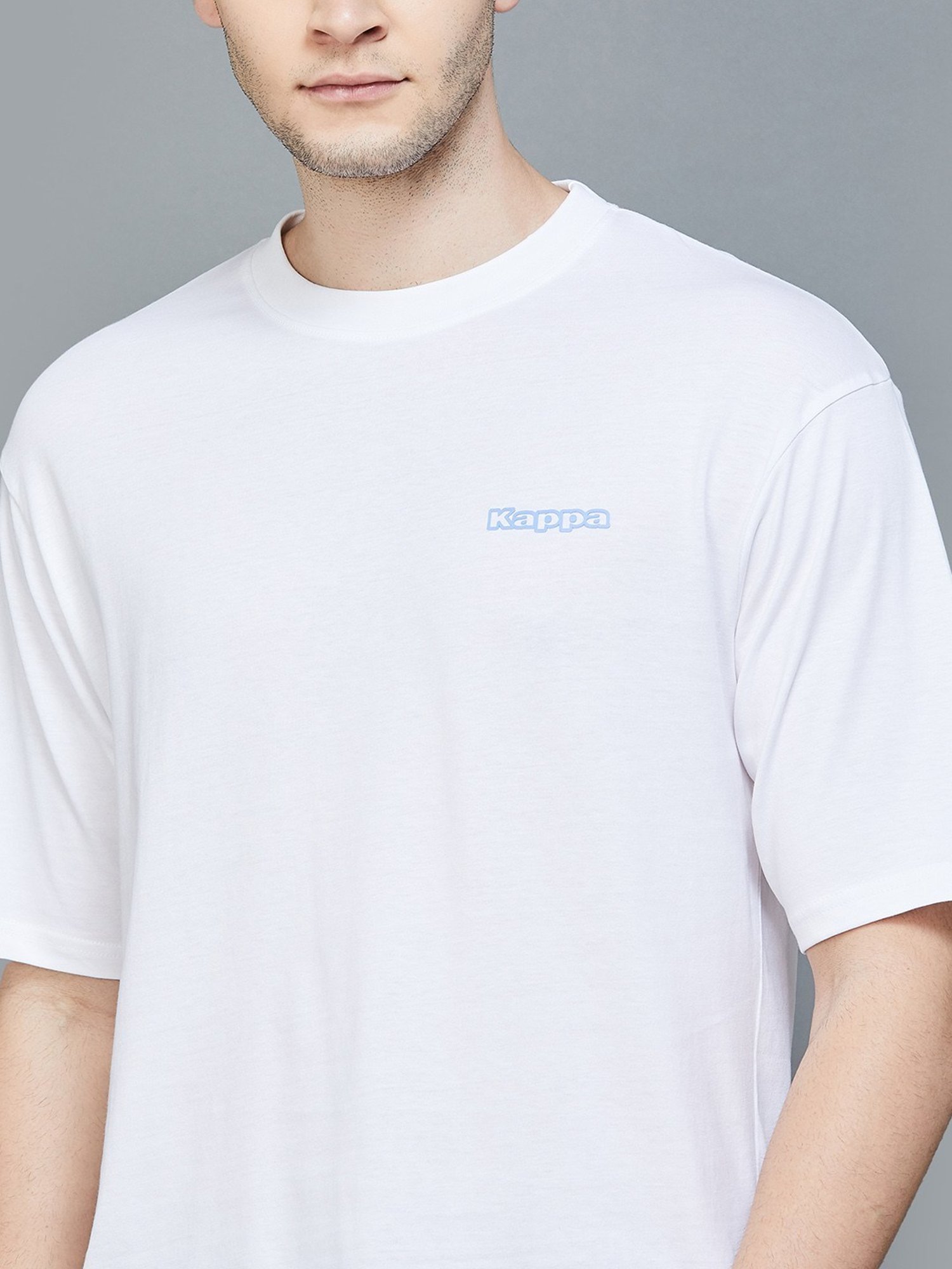 KAPPA White Cotton Regular Fit Printed T-Shirt