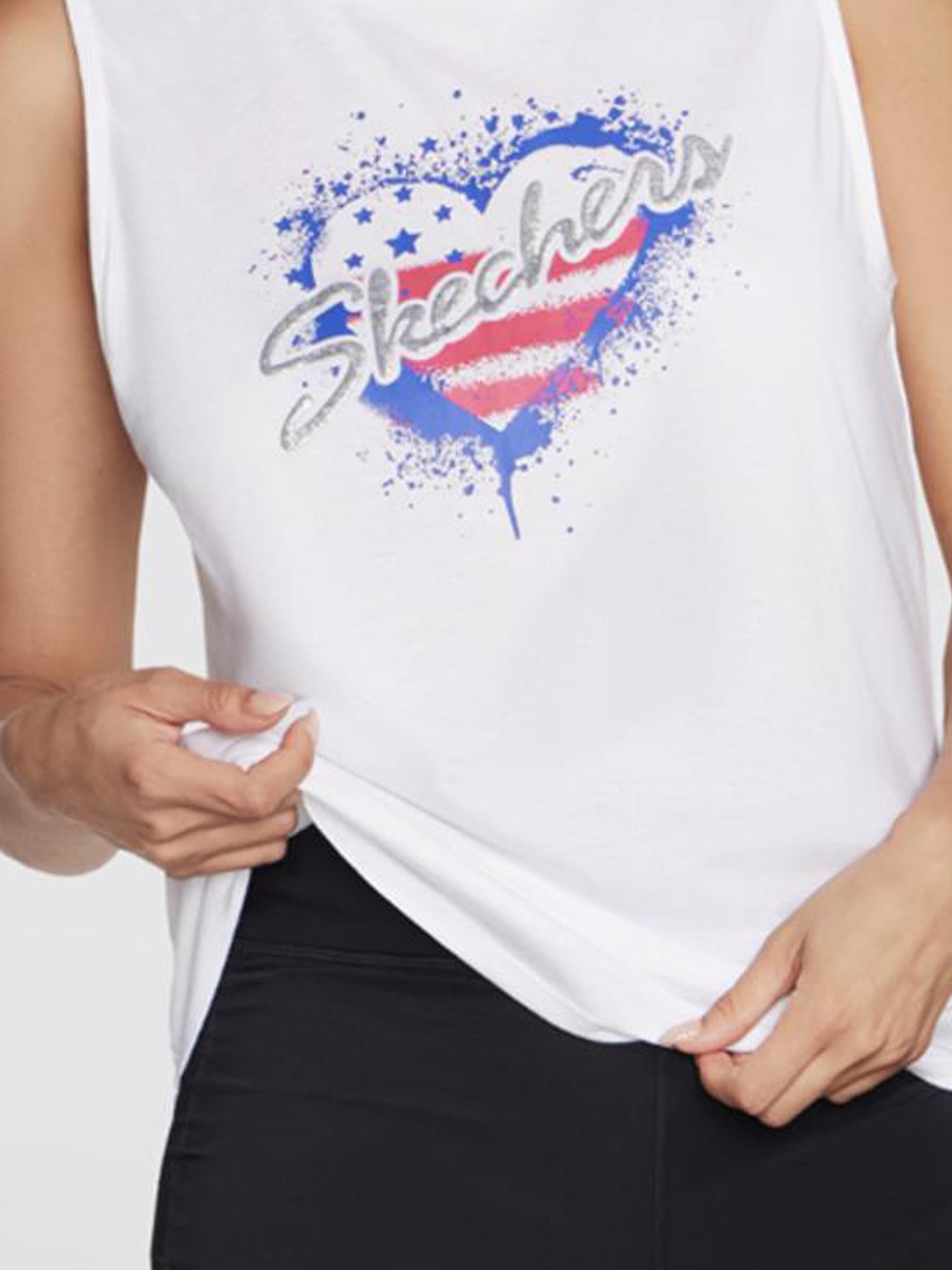 Skechers White Printed Tank Top