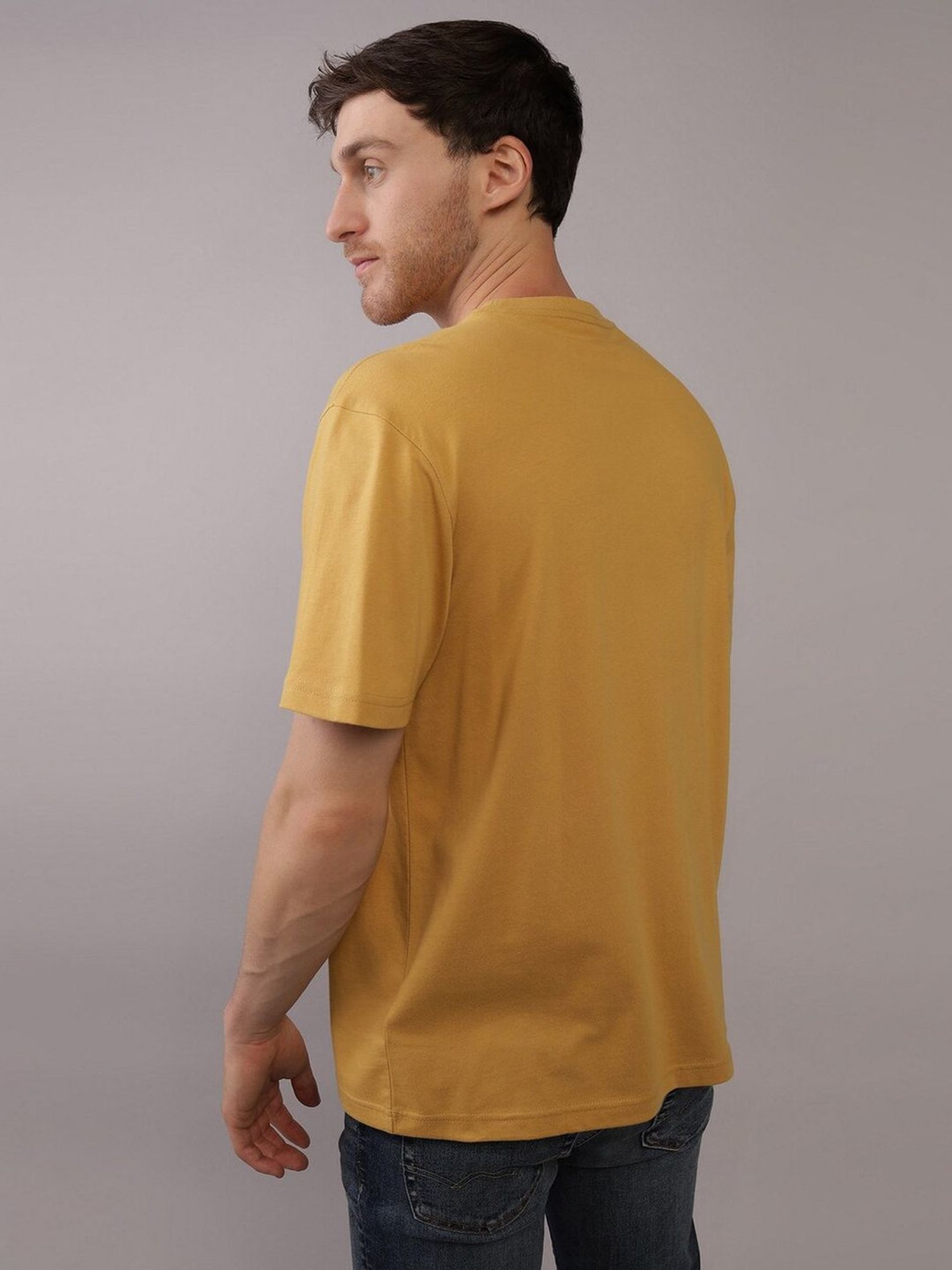 American Eagle Yellow Regular Fit Printed T-Shirt
