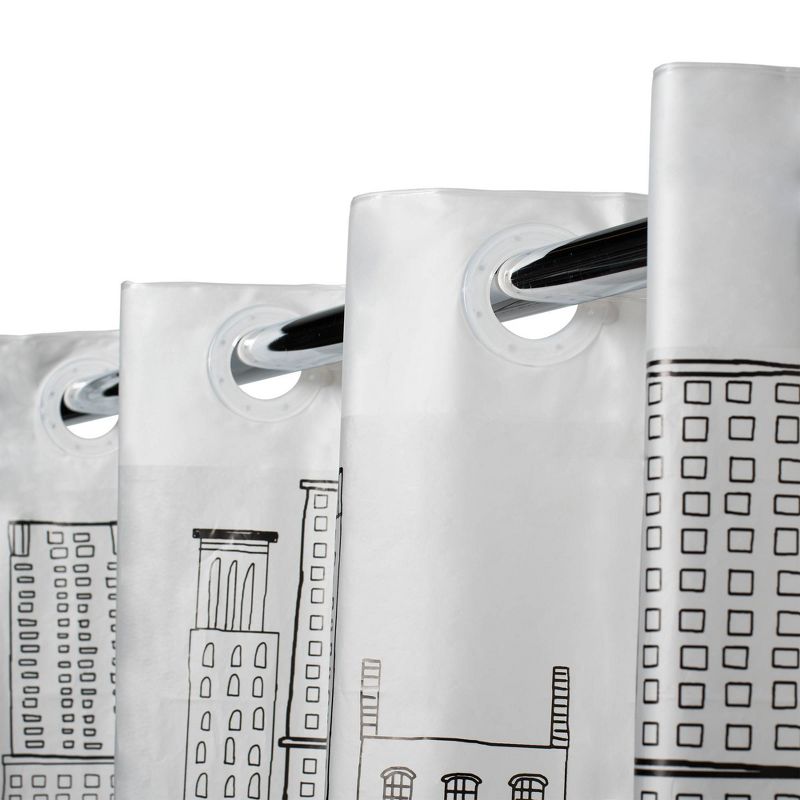 Skyline PEVA Shower Curtain White/Black - Hookless