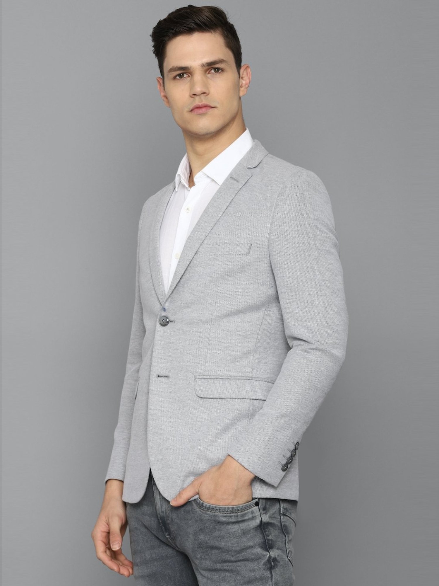 Louis Philippe Sport Grey Slim Fit Texture Blazer