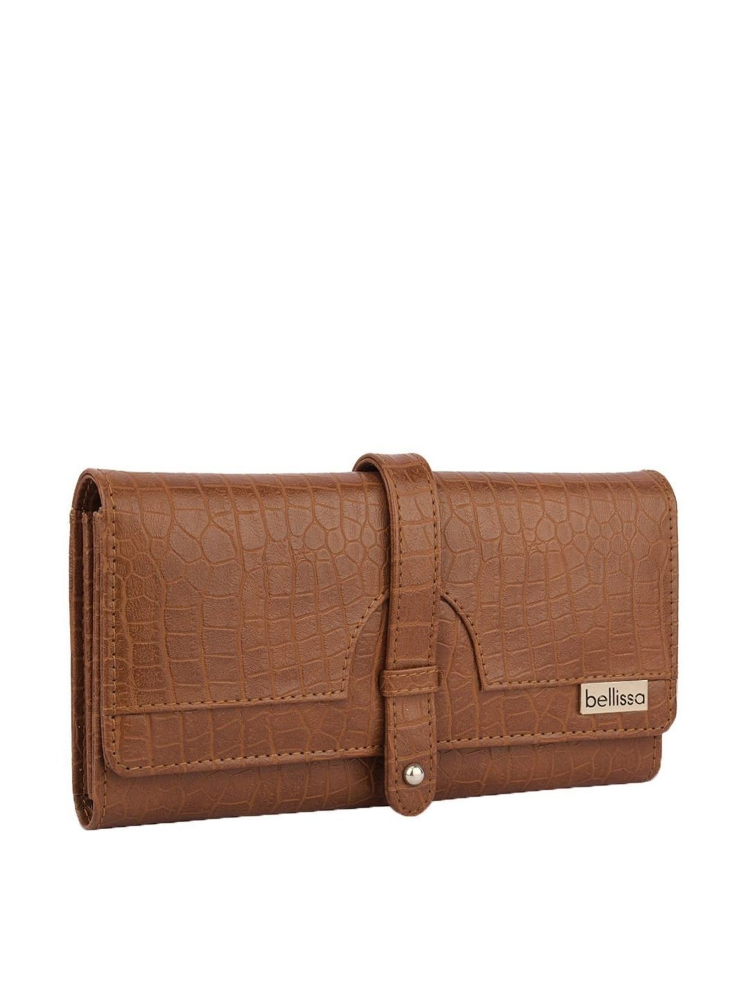 Bellissa Tan Textured Bi-Fold Wallet for Women