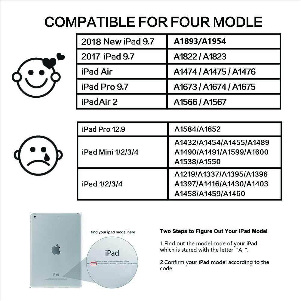 iPad Keyboard Case for iPad Pro 9.7 Inch, New 2018 iPad, 2017 iPad, iPad Air 1 and 2 Bluetooth Keyboard with 130&deg; Smart Folio Hard Back Cover, Ultra Slim, Auto Wake and Sleep (Rose Gold)