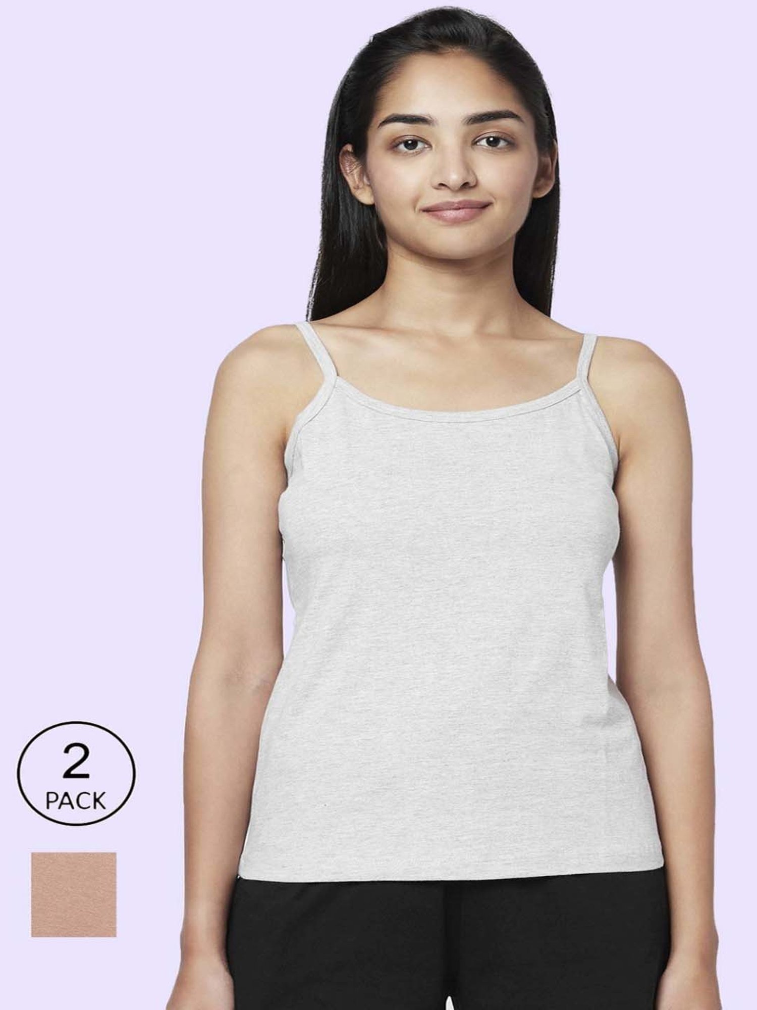 Superstar by Westside White Ribbed Cotton Blend Tank Top