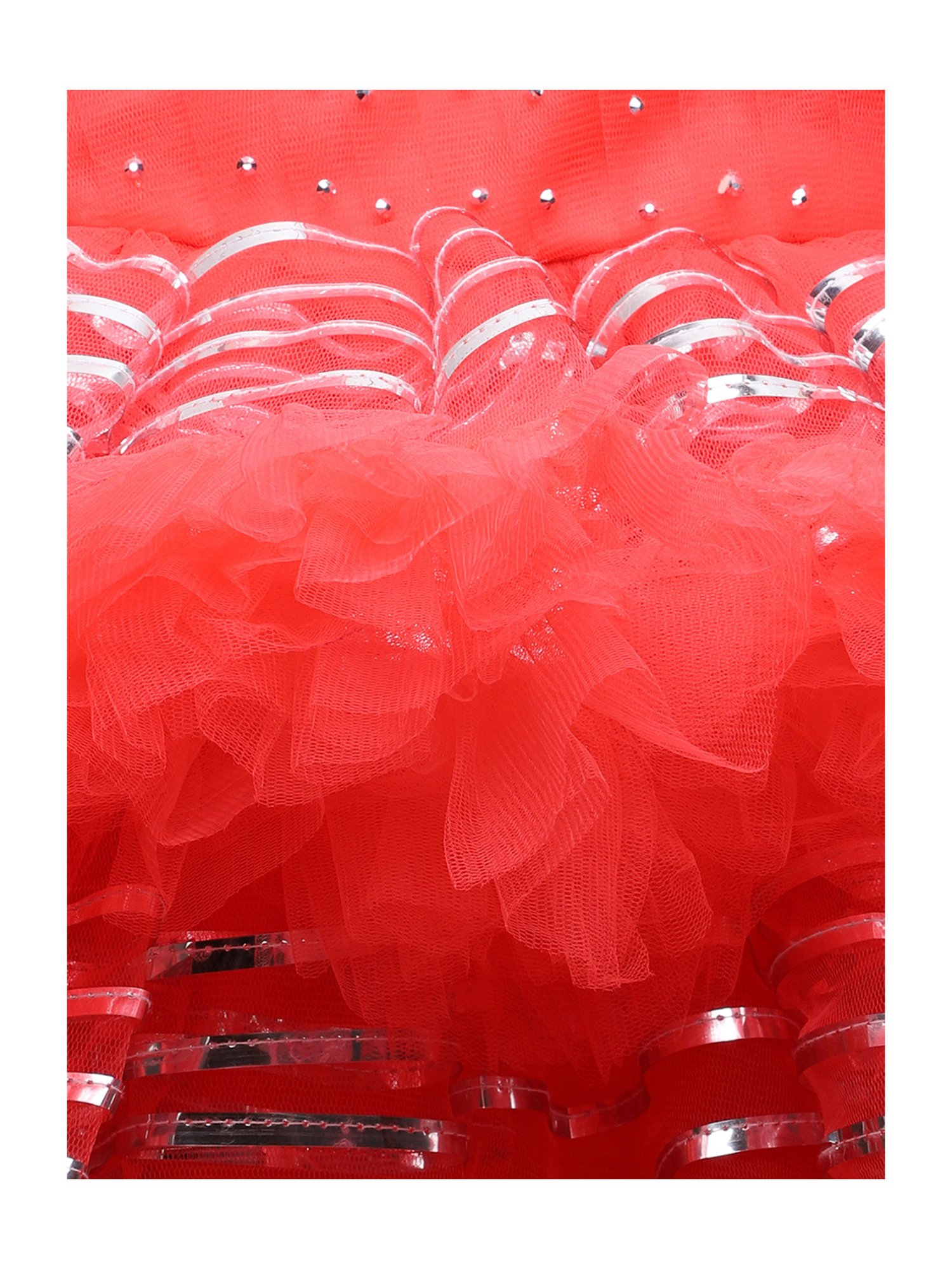 Many Frocks Kids Red Embellished Dress