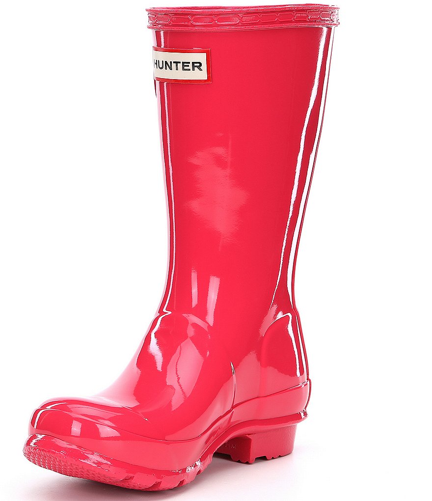 Hunter Kids' Original Gloss Waterproof Buckle Strap Rain Boots (Youth)