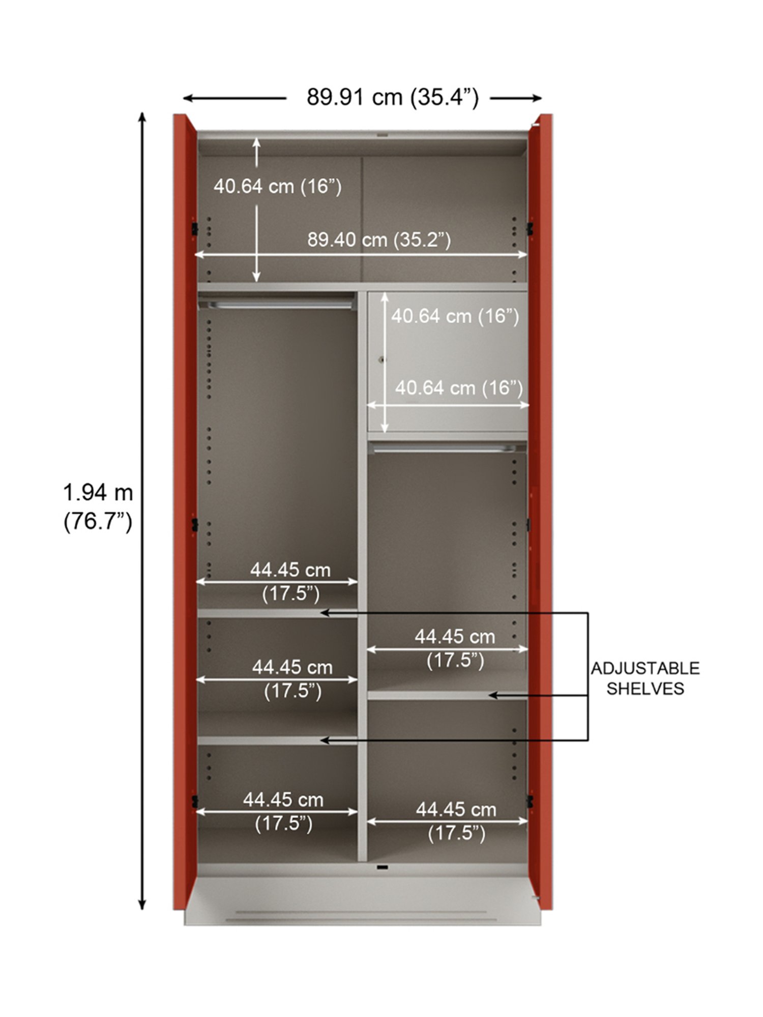 Godrej Interio Slimline 2 Door M2 Steel Almirah, (1 Year Warranty,Locker, Tex Terracotta Color)