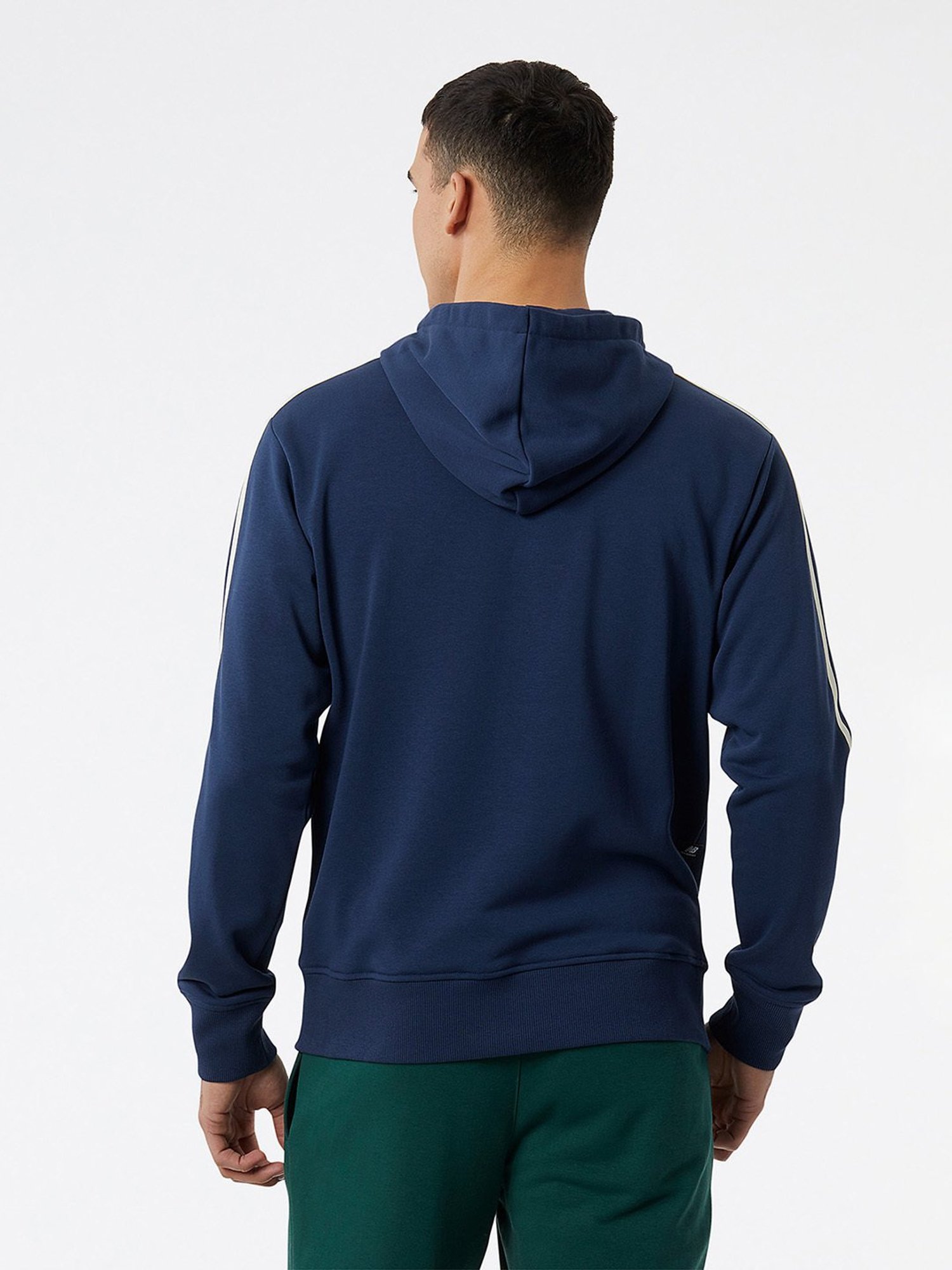 New Balance Natural Indigo Comfort Fit Striped Hooded Sweatshirt