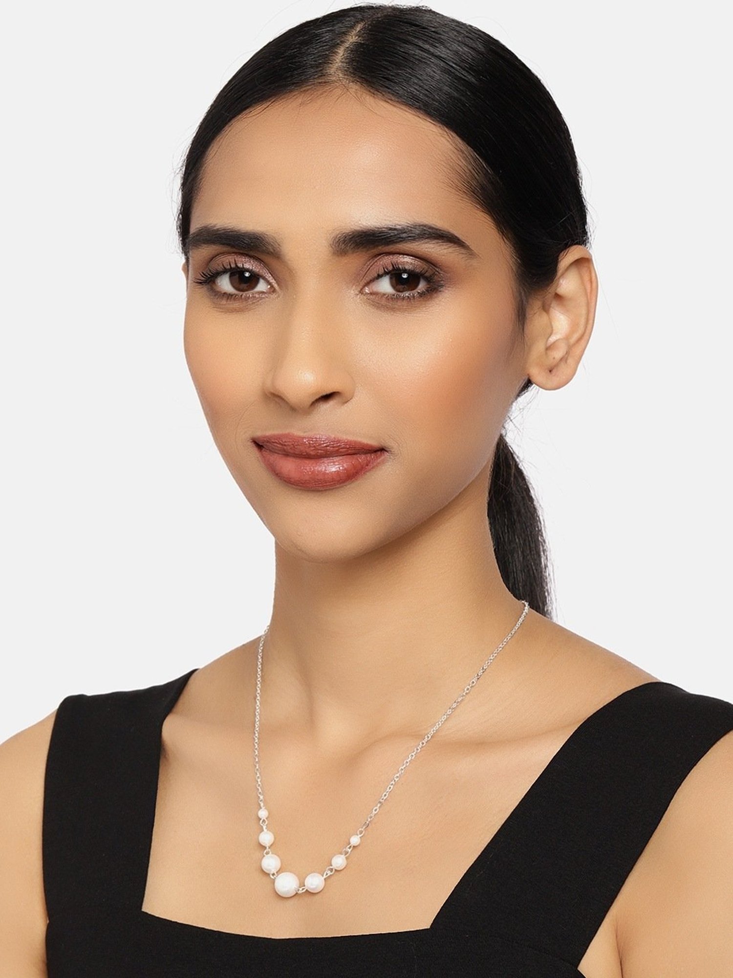 Zaveri Pearls Silver Tone Contemporary Pearls Chain-ZPFK10030
