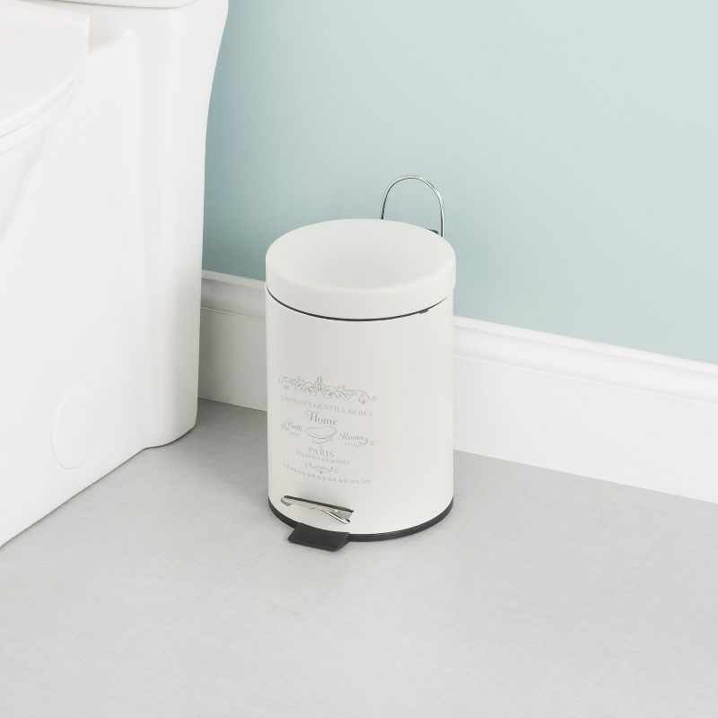 Home Basics Paris 3 Liter Waste Bin, White