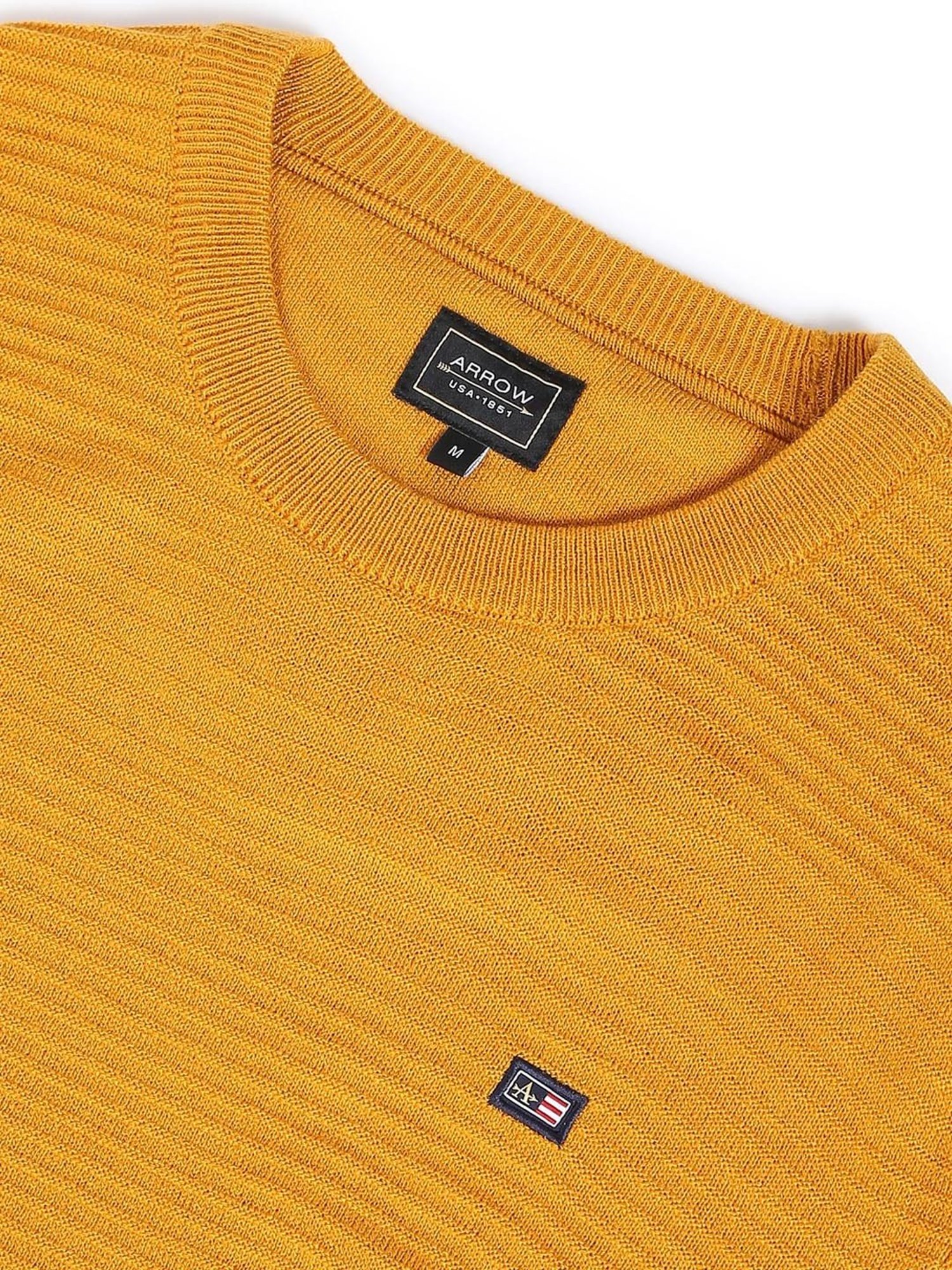 Arrow Sport Yellow Regular Fit Texture Sweater