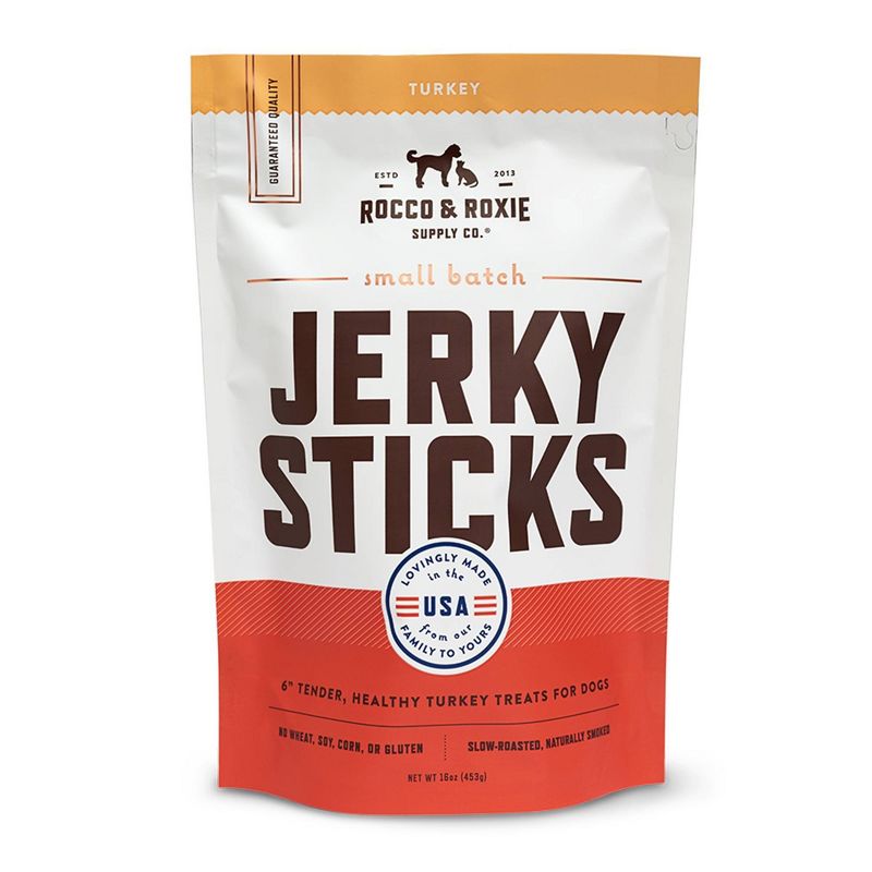 Rocco & Roxie Supply Co. Turkey Jerky Sticks Chewy Dog Treats - 16oz