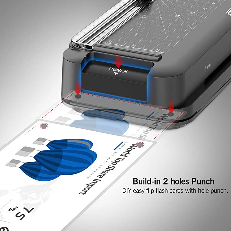 Laminator Machine  Thermal Laminator Personal 6in1 Desktop A4 Laminating Machine Builtin Paper Trimmer Punch and Corner Rounder with 10 Pouches Sheets for Home Office School Black