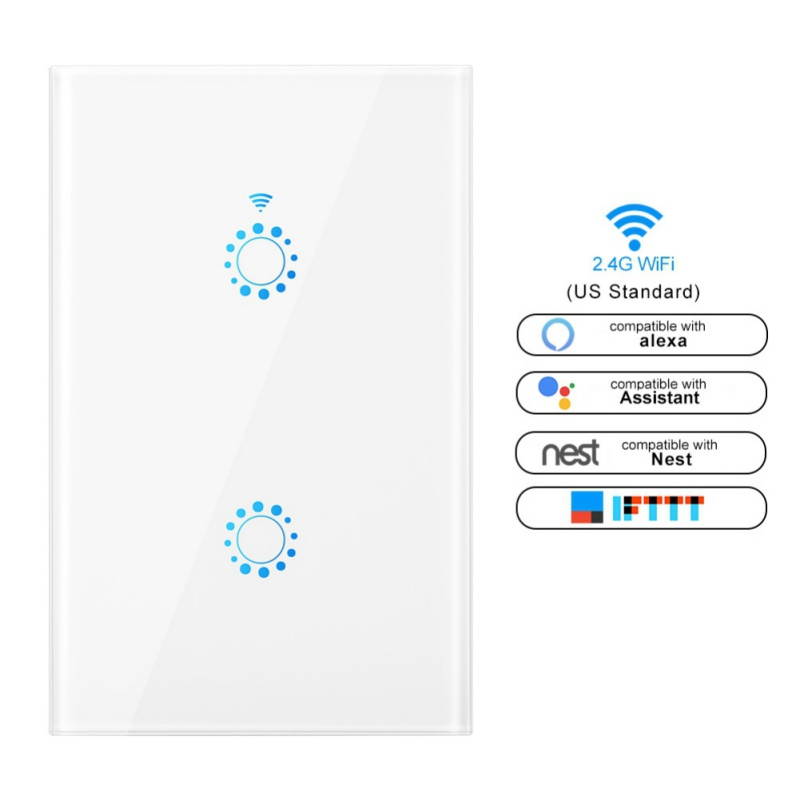 Smart Switch 3 Gang WiFi Light Switches in Tempered Glass Touch Panel by Tuya/Smart Life APP Compatibles with Alexa, Google Home and IFTTT,No Hub Required (Black)