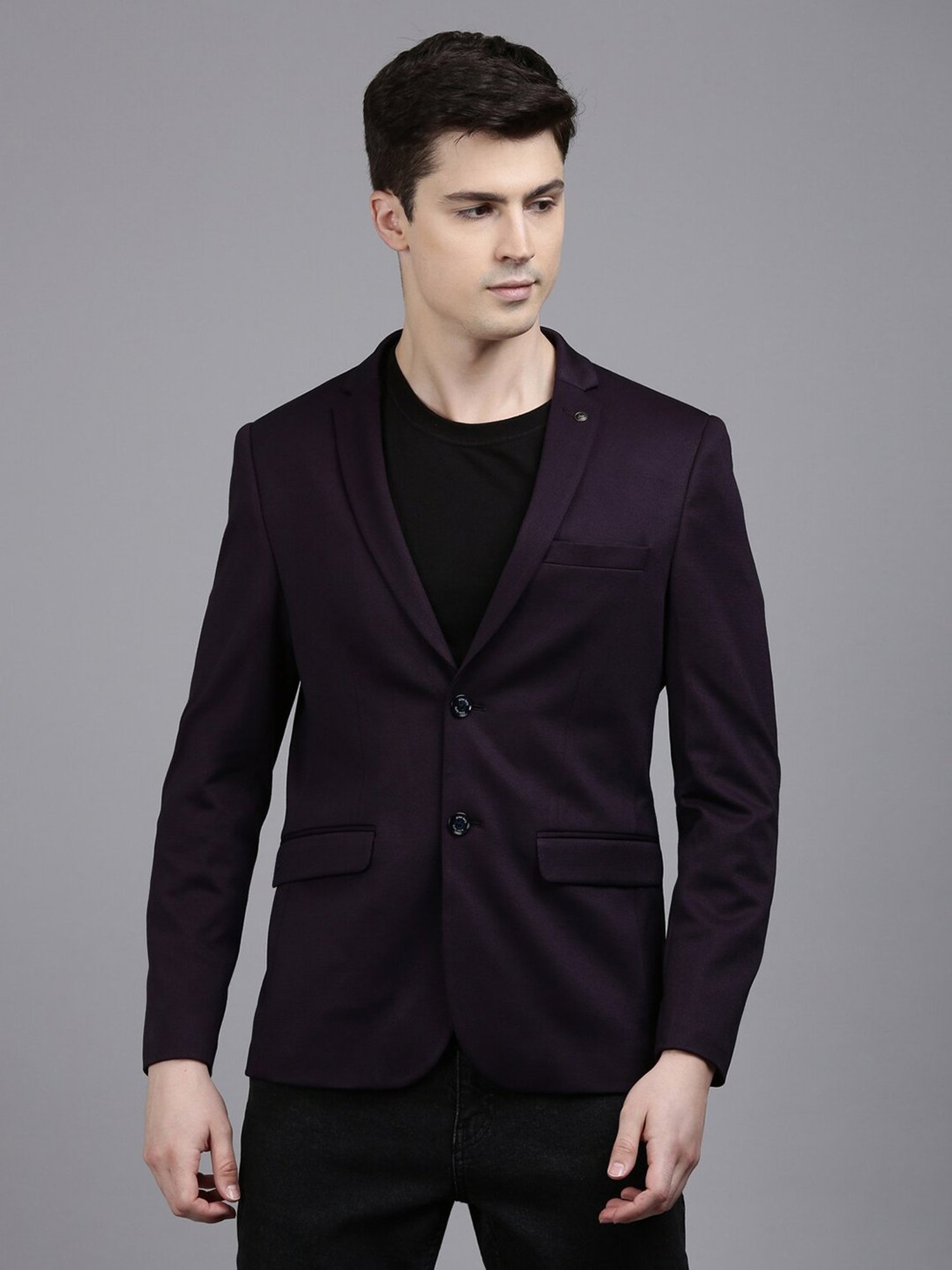 Louis Philippe Light Blue Regular Fit Blazer