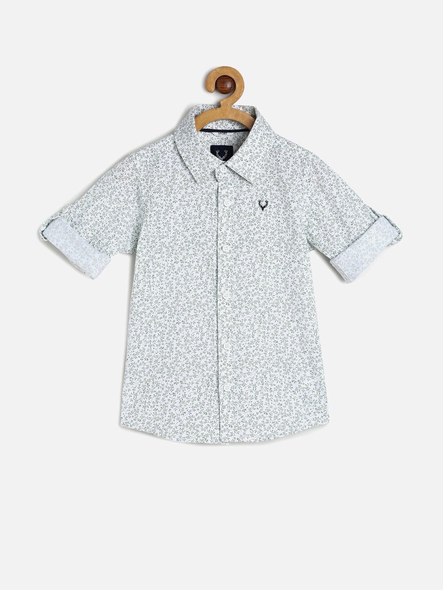 Allen Solly Junior White Printed Full Sleeves Shirt