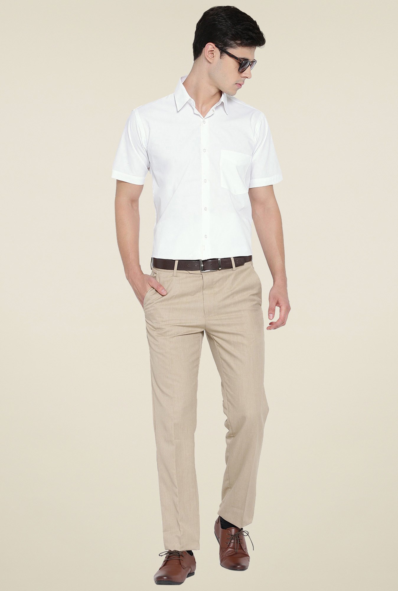 Hancock White Half Sleeves Slim Fit Cotton Shirt