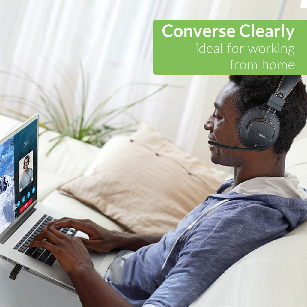 Avantree AS9M Bluetooth Over Ear Headphones with Detachable Boom Mic for Phone Call, Home Office PC Computer, Clear Voice & HiFi Sound Quality, Extra Comfortable & Lightweight, 40H, Wireless & Wired