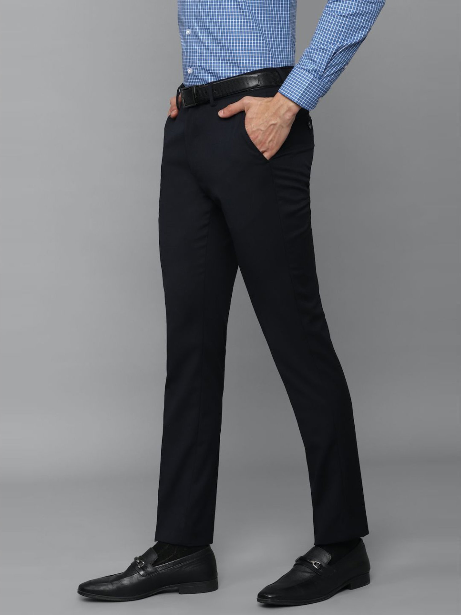 Louis Philippe Black Slim Fit Trousers