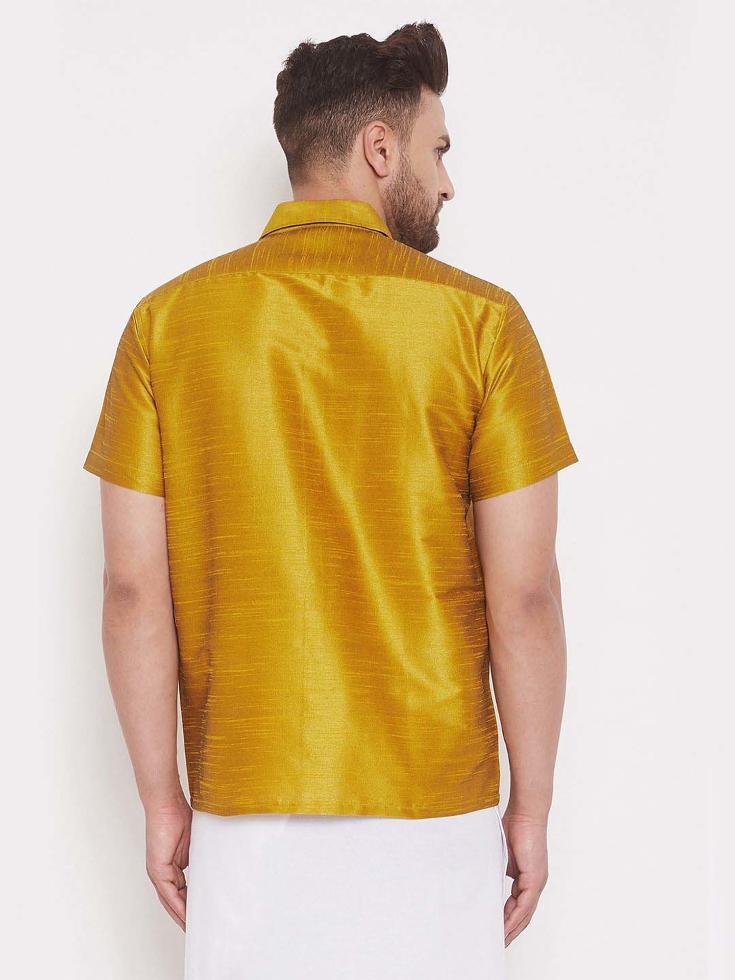 Vastramay Mustard Regular Fit Ethnic Shirt