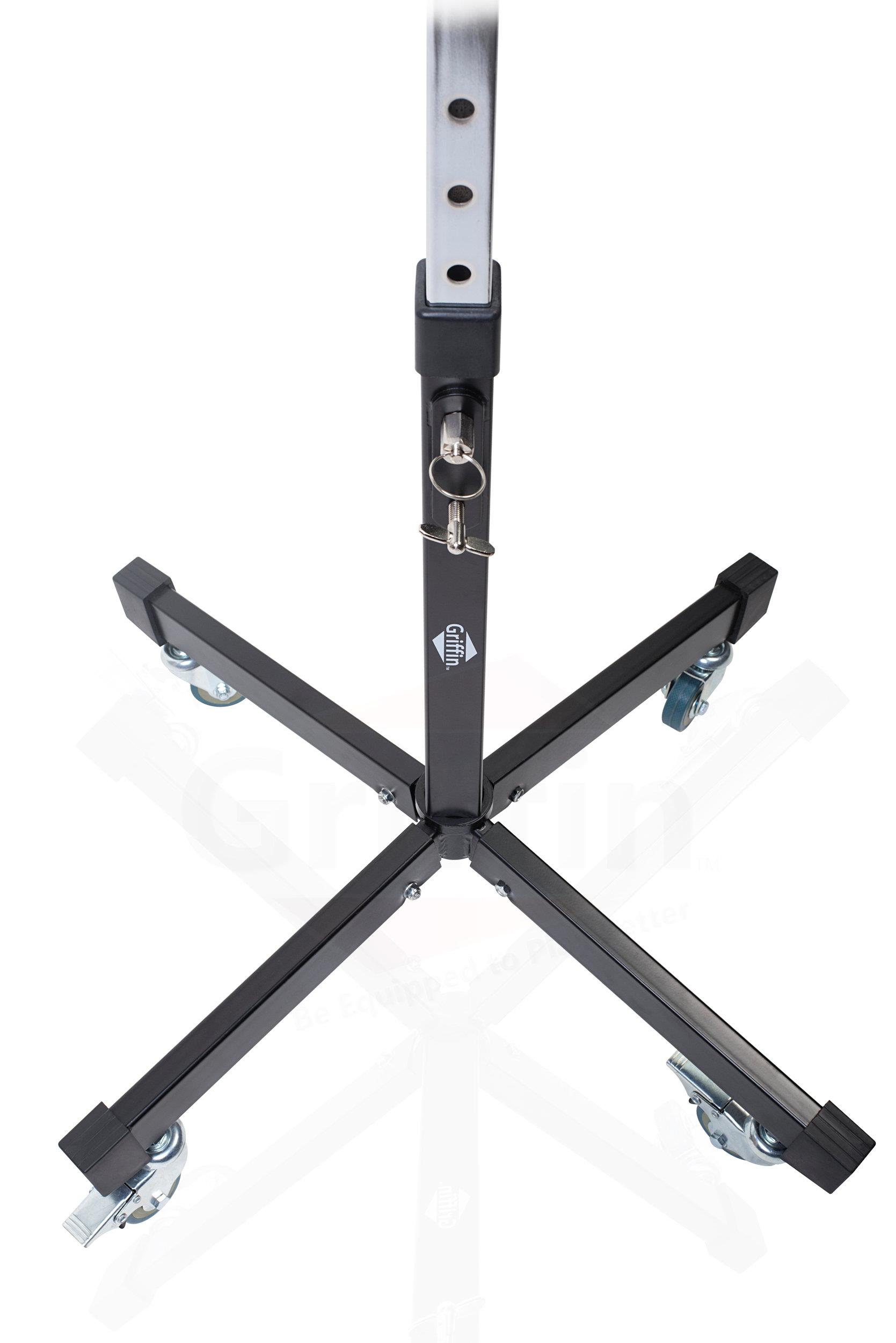 mobile studio mixer stand dj cart by griffin | rolling standing rack on casters with adjustable height|portable turntable | protect your digital audio gear and music equipment|heavy duty construction