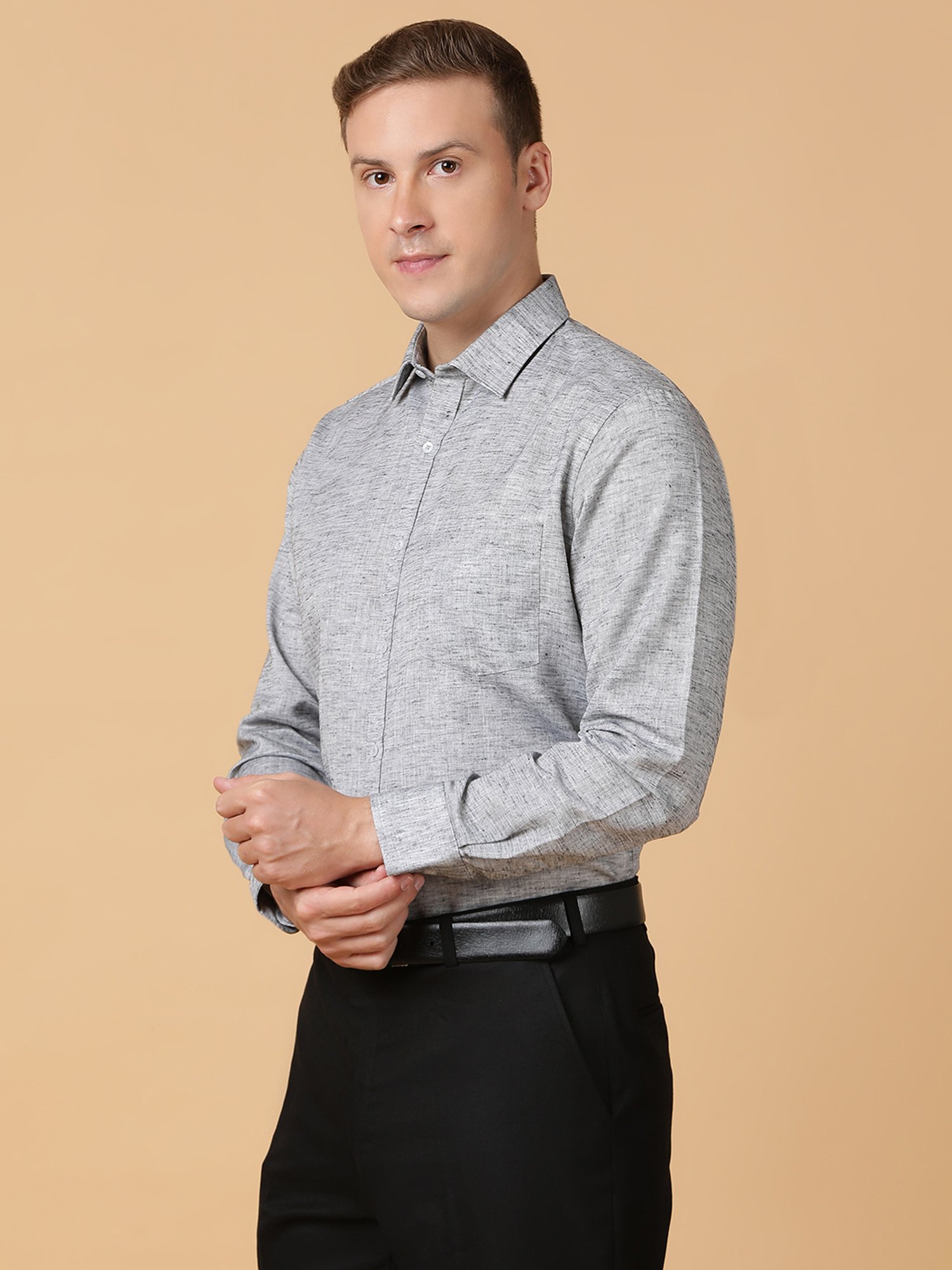 TABARD Black Melange Regular Fit Shirt