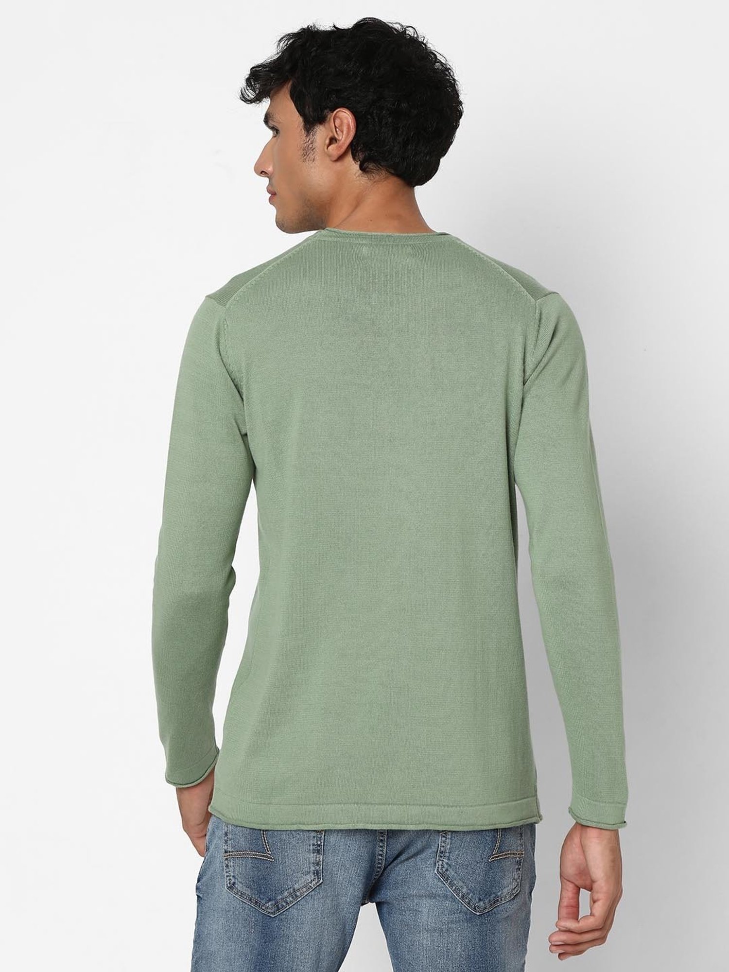 Spykar Pista Green Regular Fit Sweater