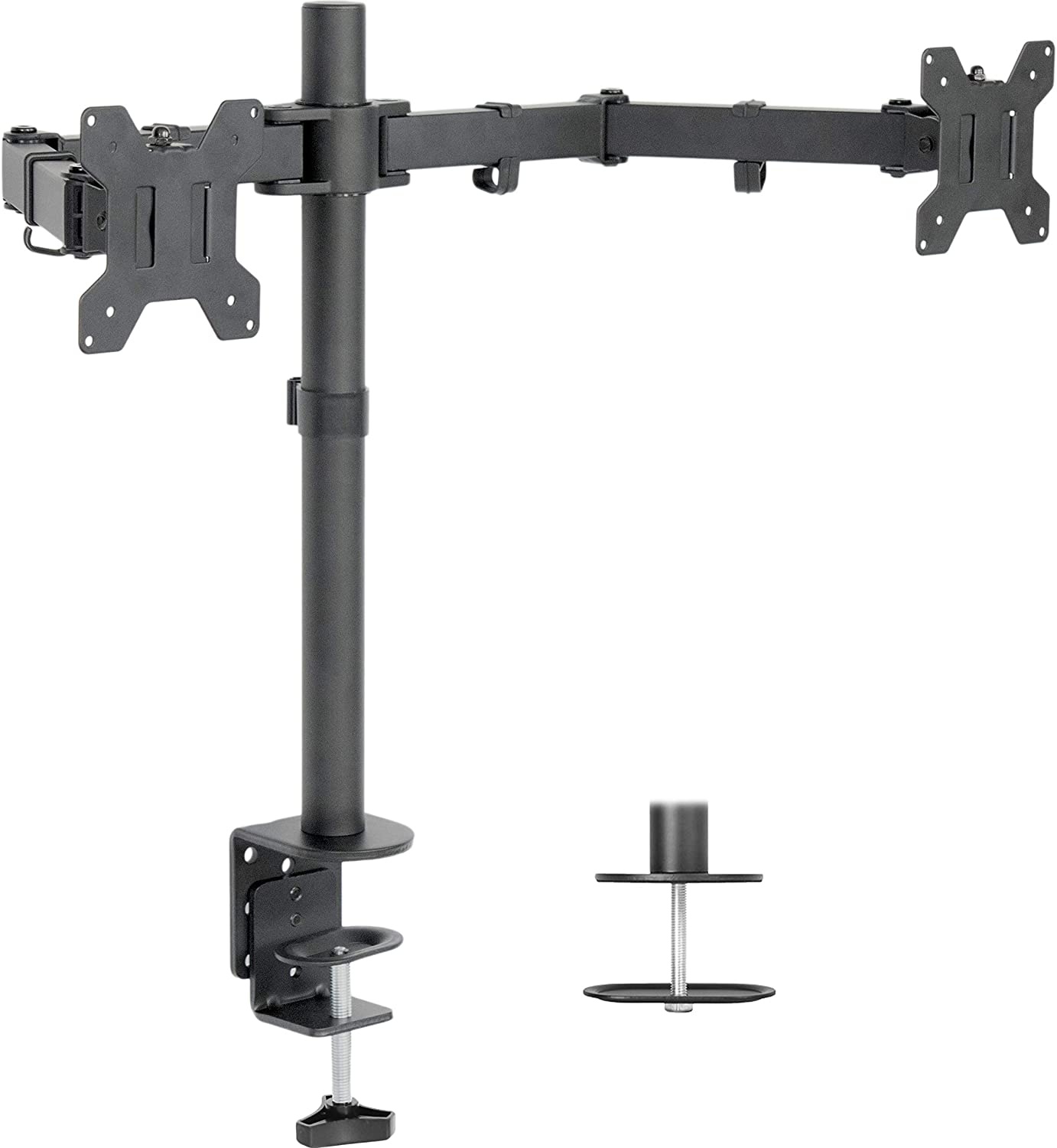 VIVO Dual LCD Monitor Desk Mount Stand Heavy Duty Fully Adjustable Fits 2 Screens up to 27" (STAND-V002)
