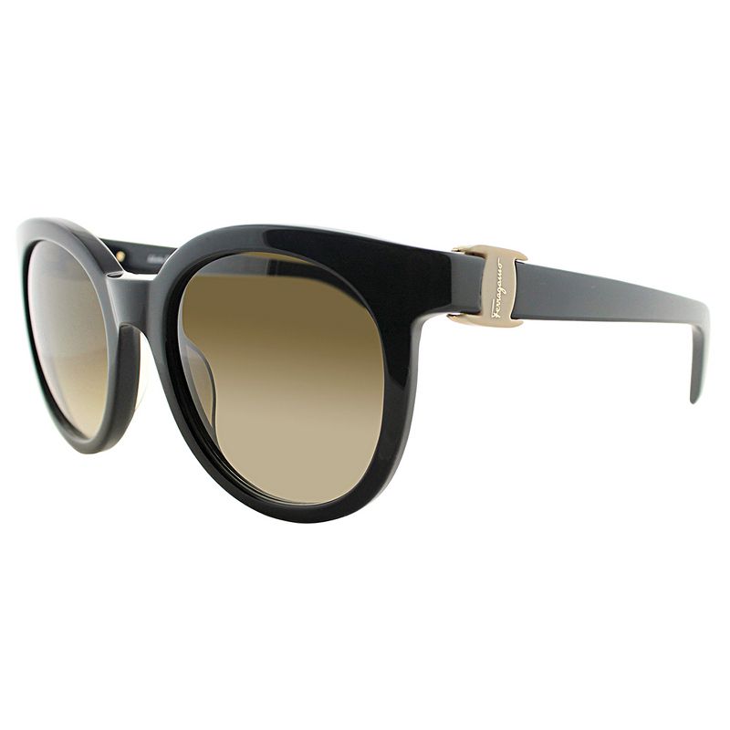 Salvatore Ferragamo  001 Womens Round Sunglasses Black 53mm