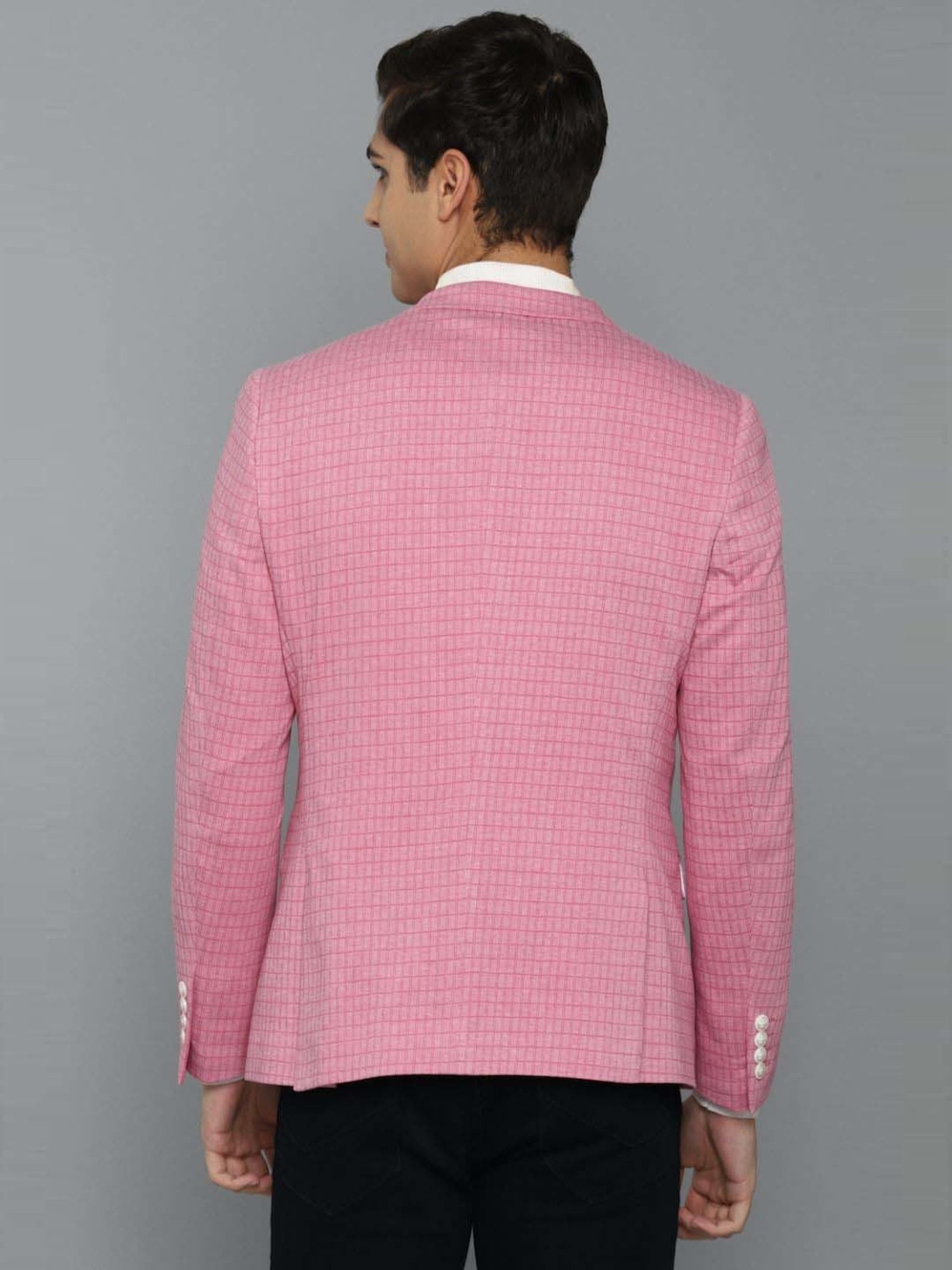 Louis Philippe Sport Pink Cotton Slim Fit Self Pattern Blazer
