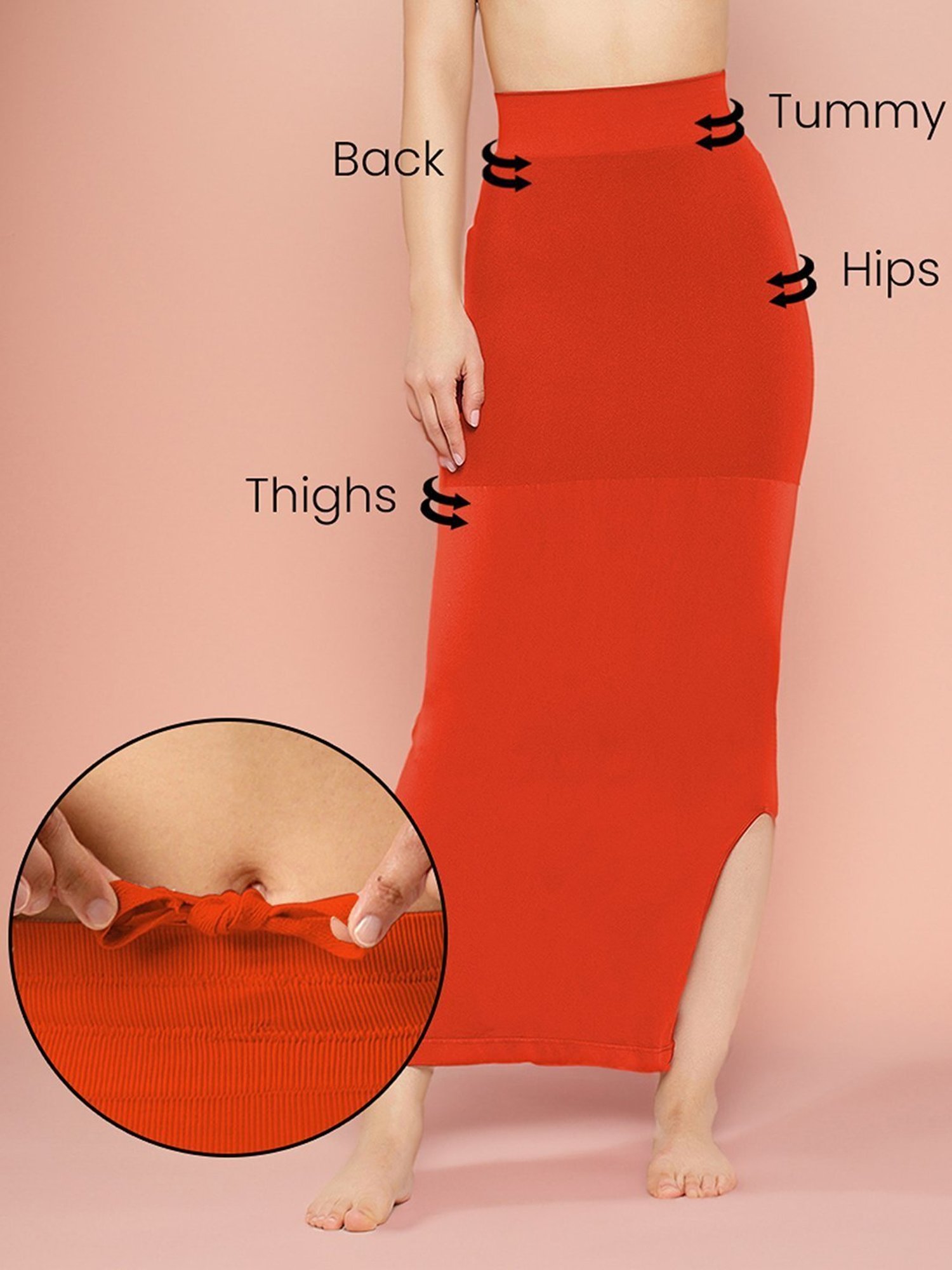 Clovia Red Plain Saree Shapewear