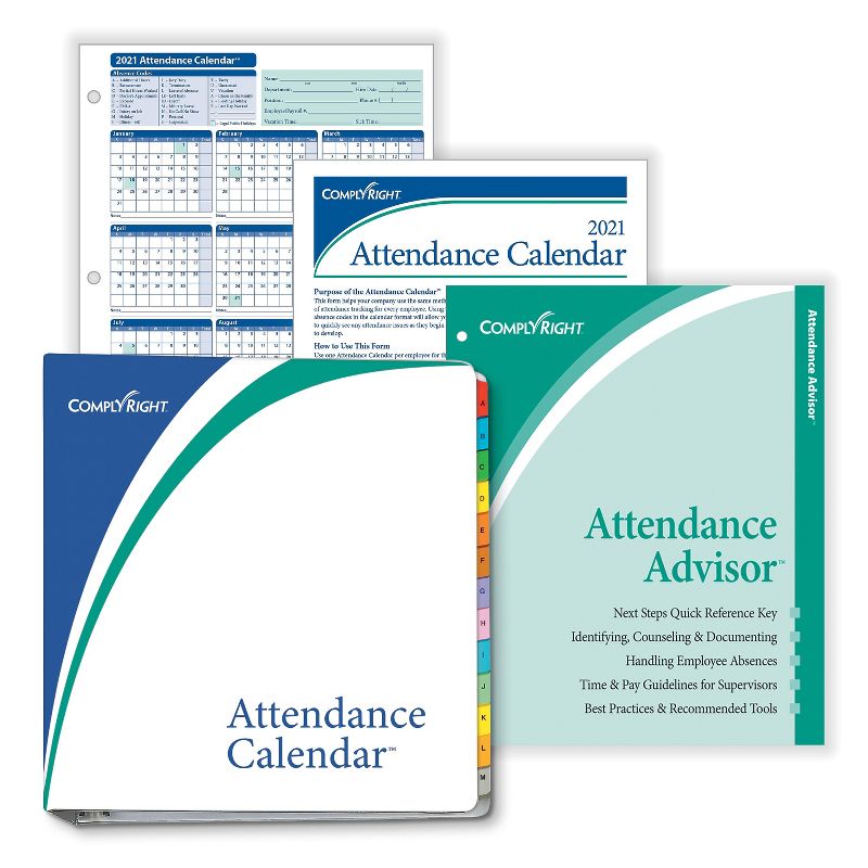 ComplyRight 2021 Attendance Calendar Kit, White, Pack of 50 (A1411W16PK50) 
