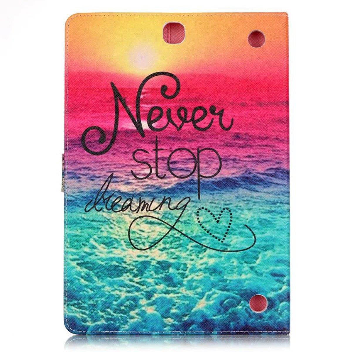 Tab A 9.7 Case, NewshineMagnetic Closure Stand Cover Flip Folio Skin with [Auto Wake/Sleep Feature] for 2015 Released Samsung Galaxy Tab A 9.7 SM-T550 SM-P550 Tablet (1 Sunset&Blue Sea)