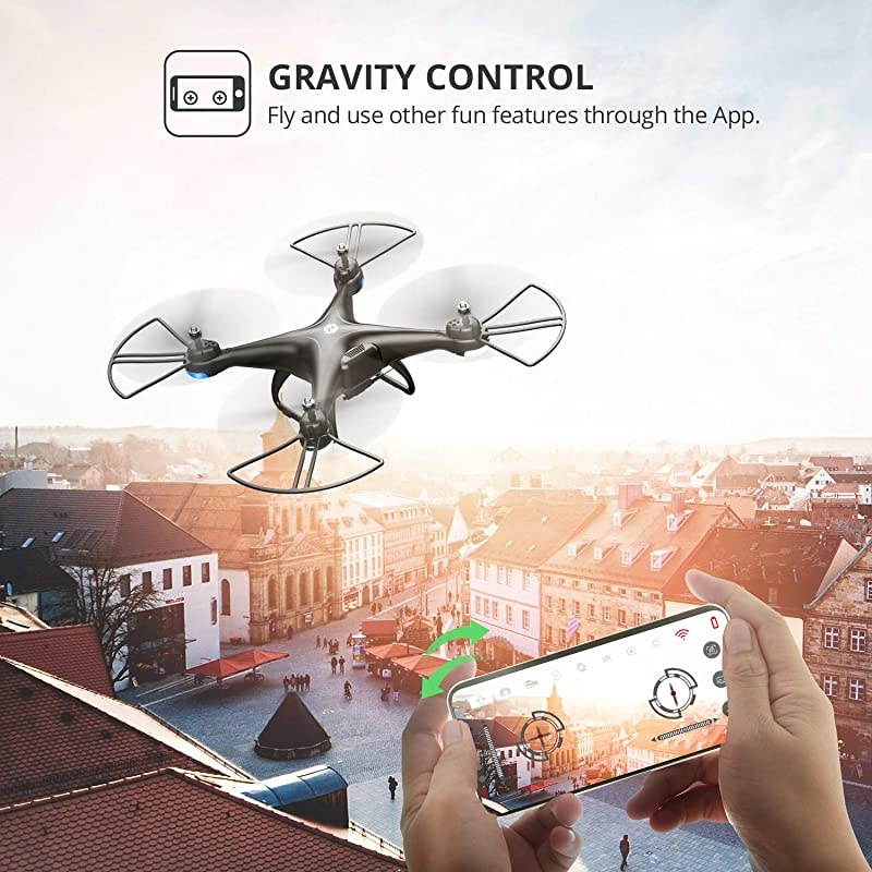 HS110D FPV RC Drone with 1080P HD Camera Live Video 120&deg;WideAngle WiFi Quadcopter with Gravity Sensor Voice Control Gesture Control Altitude Hold Headless Mode 3D Flip RTF 2 Batteries