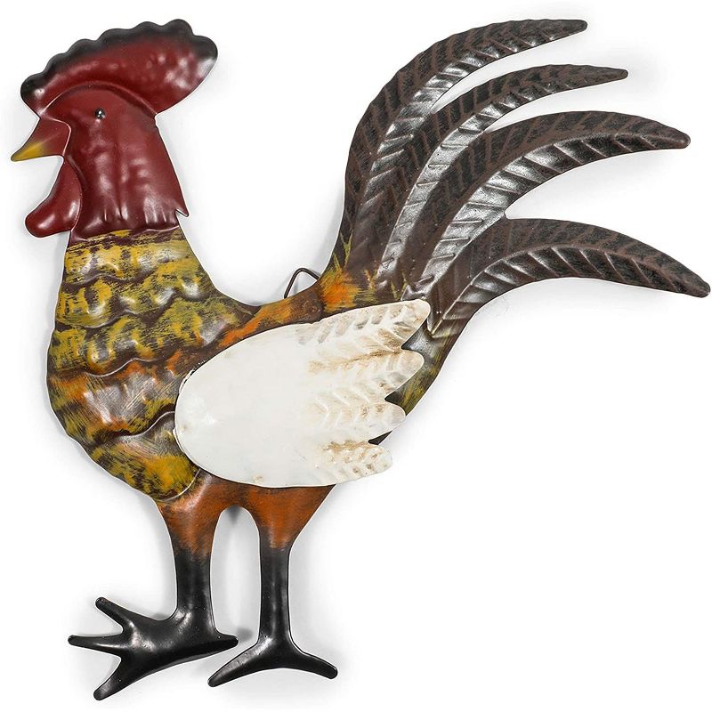 Farmlyn Creek 3 Pack French Country Metal Rooster Trio for Barn Home Wall Decor (11.5 In)