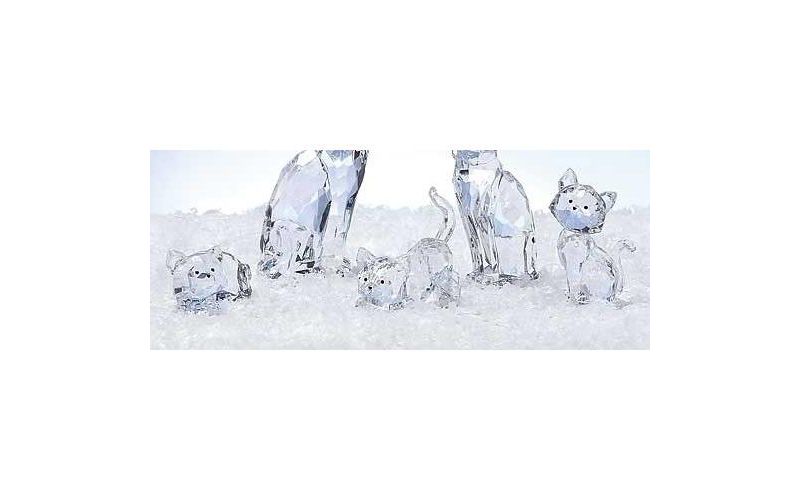 Roman 3-Piece Set Icy Crystal Cut Kitten Christmas Figures