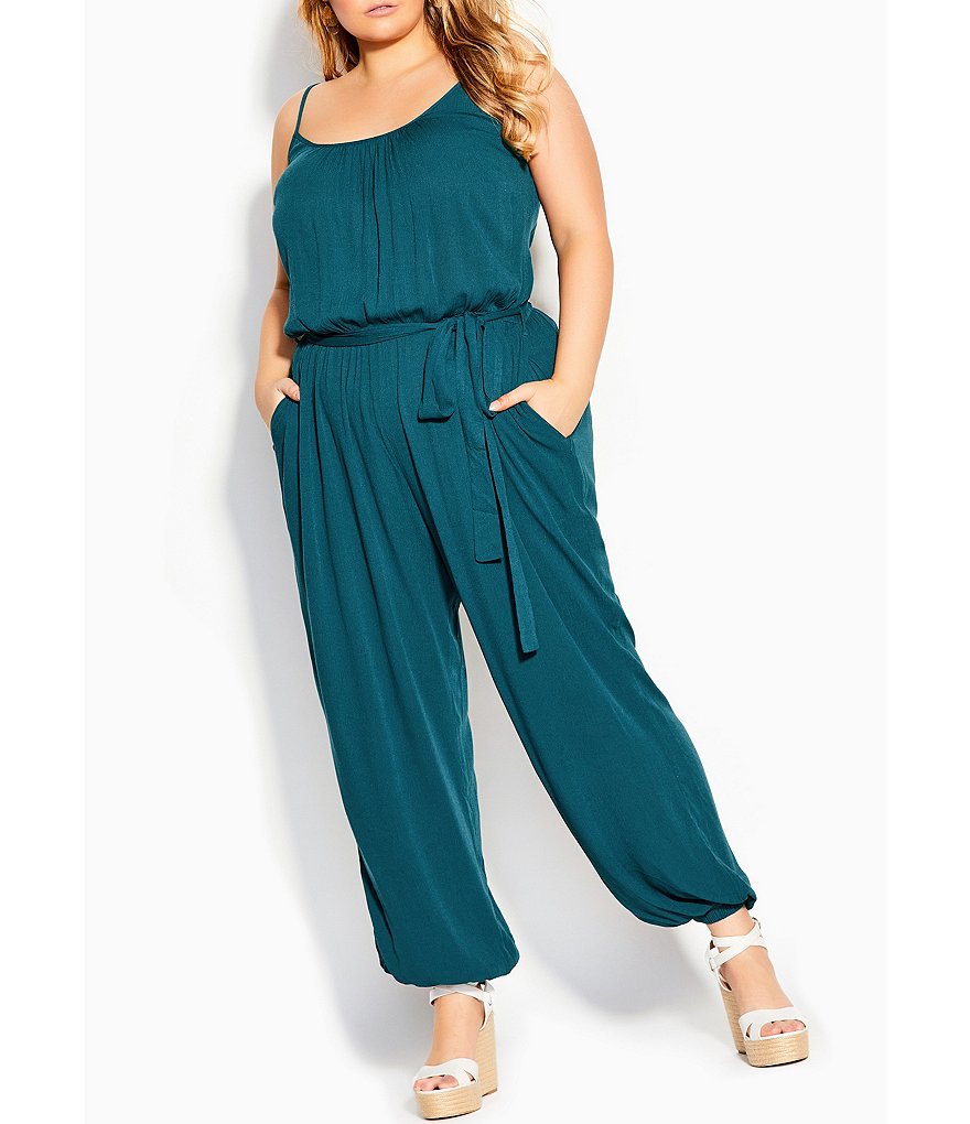 City Chic Plus Size Scoop Neck Villa Capri Sleeveless Jumpsuit