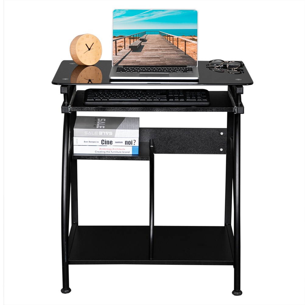 HOMEMAXS 29" Computer Desk, 4 Floor Game Tablefor Small Space with Keyboard Drawer, Chassis Rack and Shelf