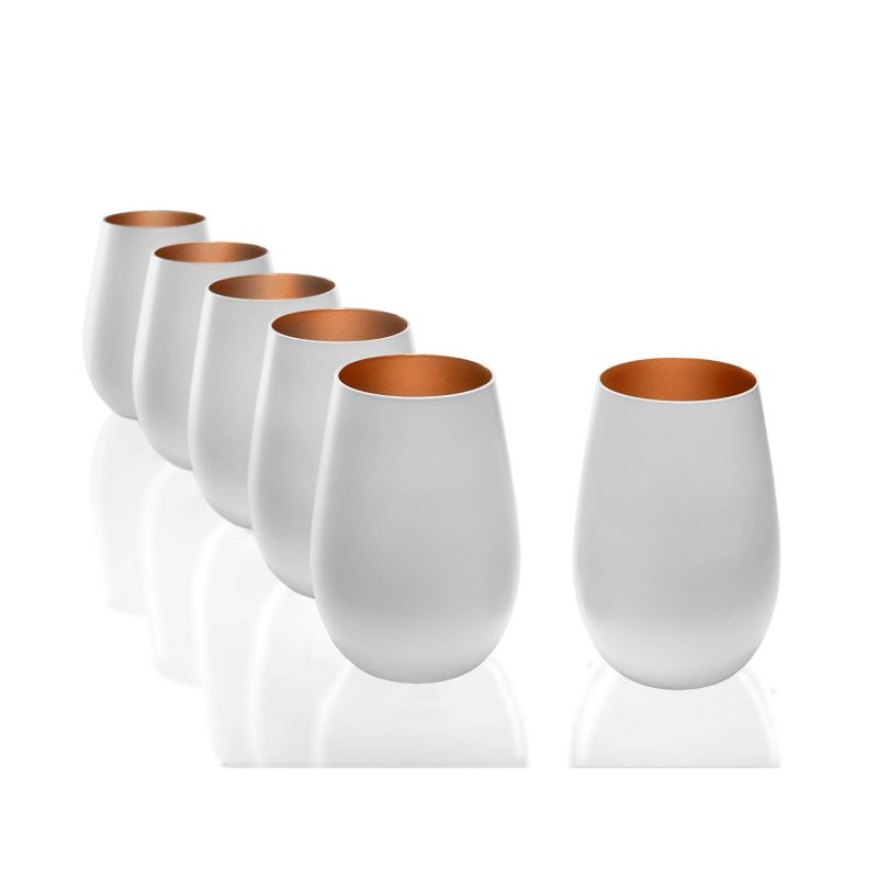 16.5oz 2pk Glass Olympia Tumbler Drinkware Set White/Bronze - Stolzle Lausitz