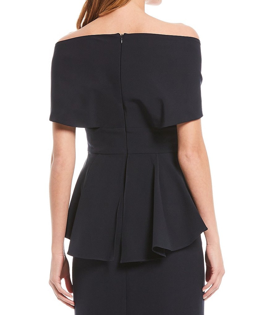 Aidan Mattox Off-the-Shoulder Peplum Gown